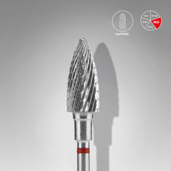 STALEKS Hartmetallfräser Pinienzapfenform – 6 mm – rot – für Maniküre & Pediküre