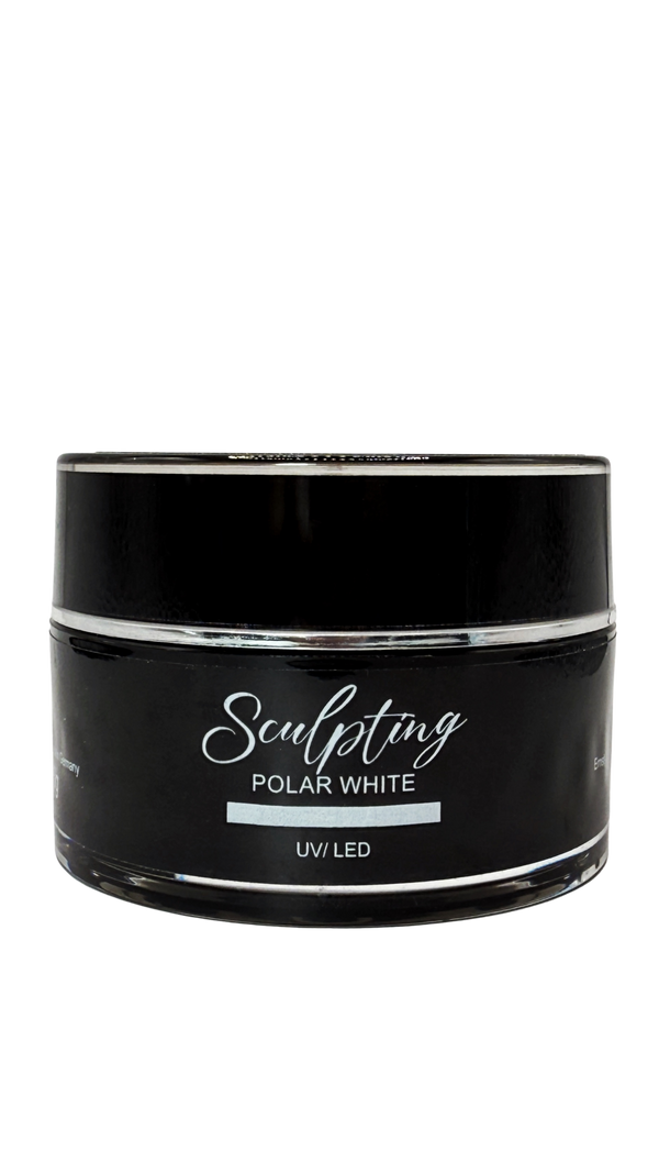 Sculpting Gel Polar White – dickviskoses, hochdeckendes UV/LED-Aufbaugel für moderne French- & Babyboomer-Nägel. Thixotrop, pinchbar & TPO-frei, 30g.