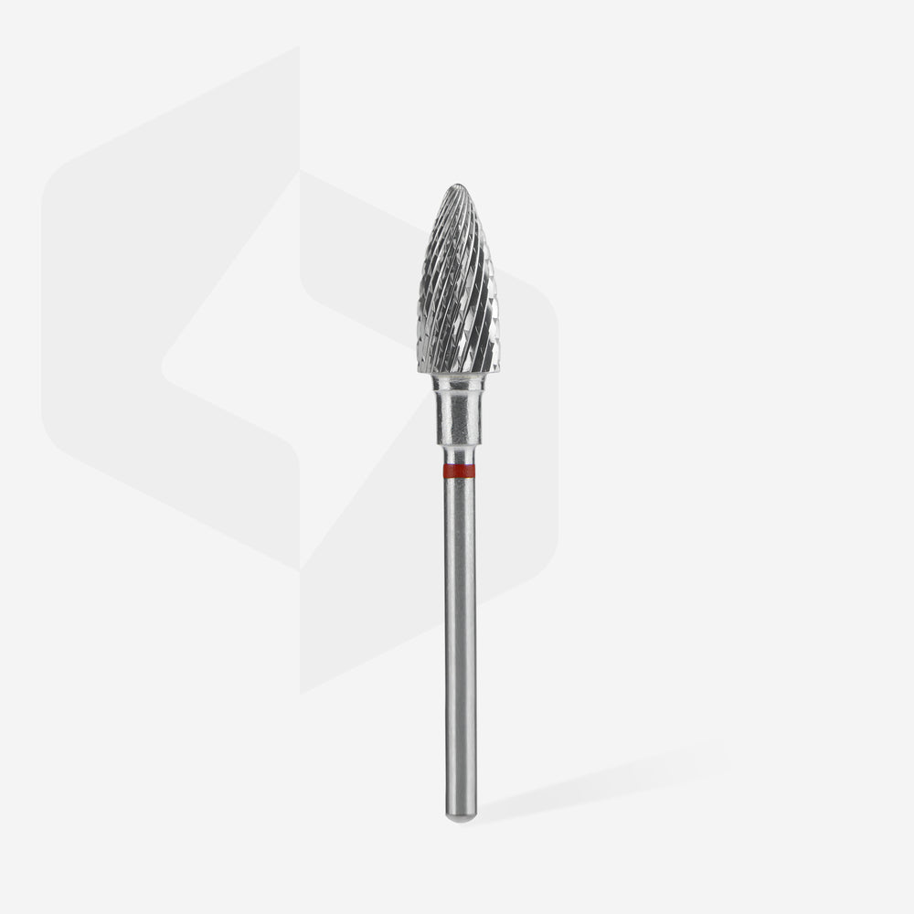 STALEKS Hartmetallfräser Pinienzapfenform – 6 mm – rot – für Maniküre & Pediküre