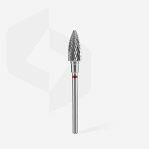 STALEKS Hartmetallfräser Pinienzapfenform – 6 mm – rot – für Maniküre & Pediküre