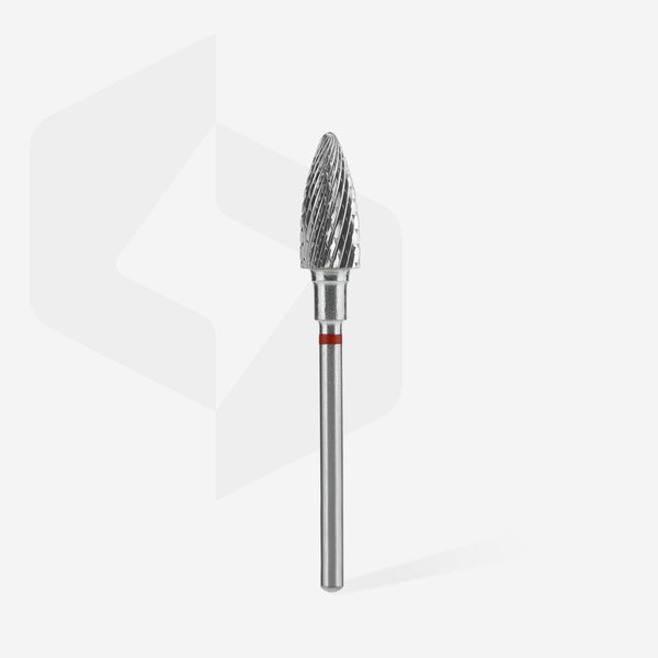 STALEKS Hartmetallfräser Pinienzapfenform – 6 mm – rot – für Maniküre & Pediküre