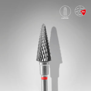 STALEKS Hartmetallfräser Kegel – feine Körnung (rot) Ø6 mm – für Maniküre & Pediküre – professioneller Bit