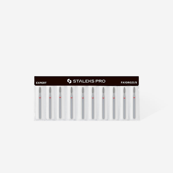 STALEKS Diamant Flame Red Fräser FA10R021/8 – 2,1 mm – für präzise Nagelhautbehandlung & sanfte Feinarbeiten