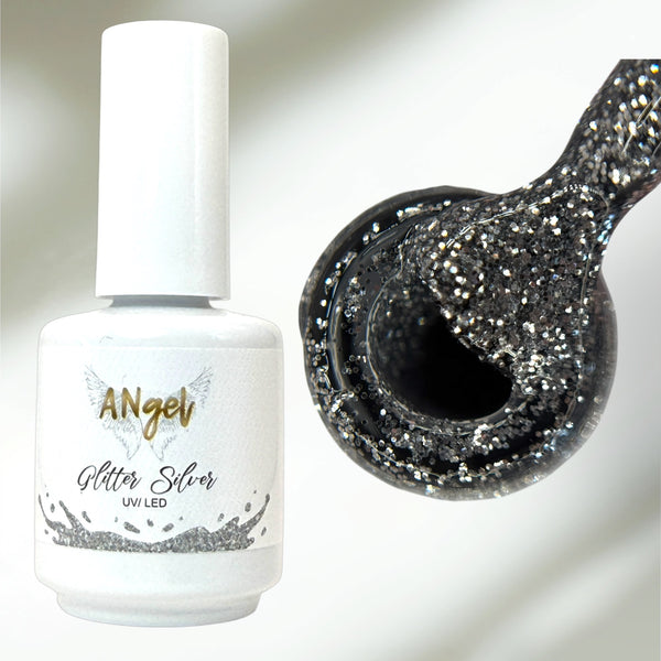 Shellack Glitter Silver – silberner UV-Lack mit Glitzer – TPO-free – 13g