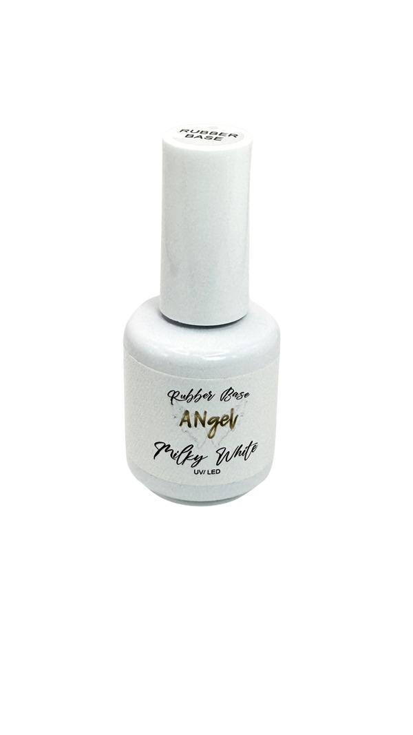 Rubber Base Milky White – cremig-weißes, selbstglättendes UV/LED-Basegel mit Vitamin E, ideal für Babyboomer, Kombitechnik & Problemnägel. TPO-frei & soak-off.