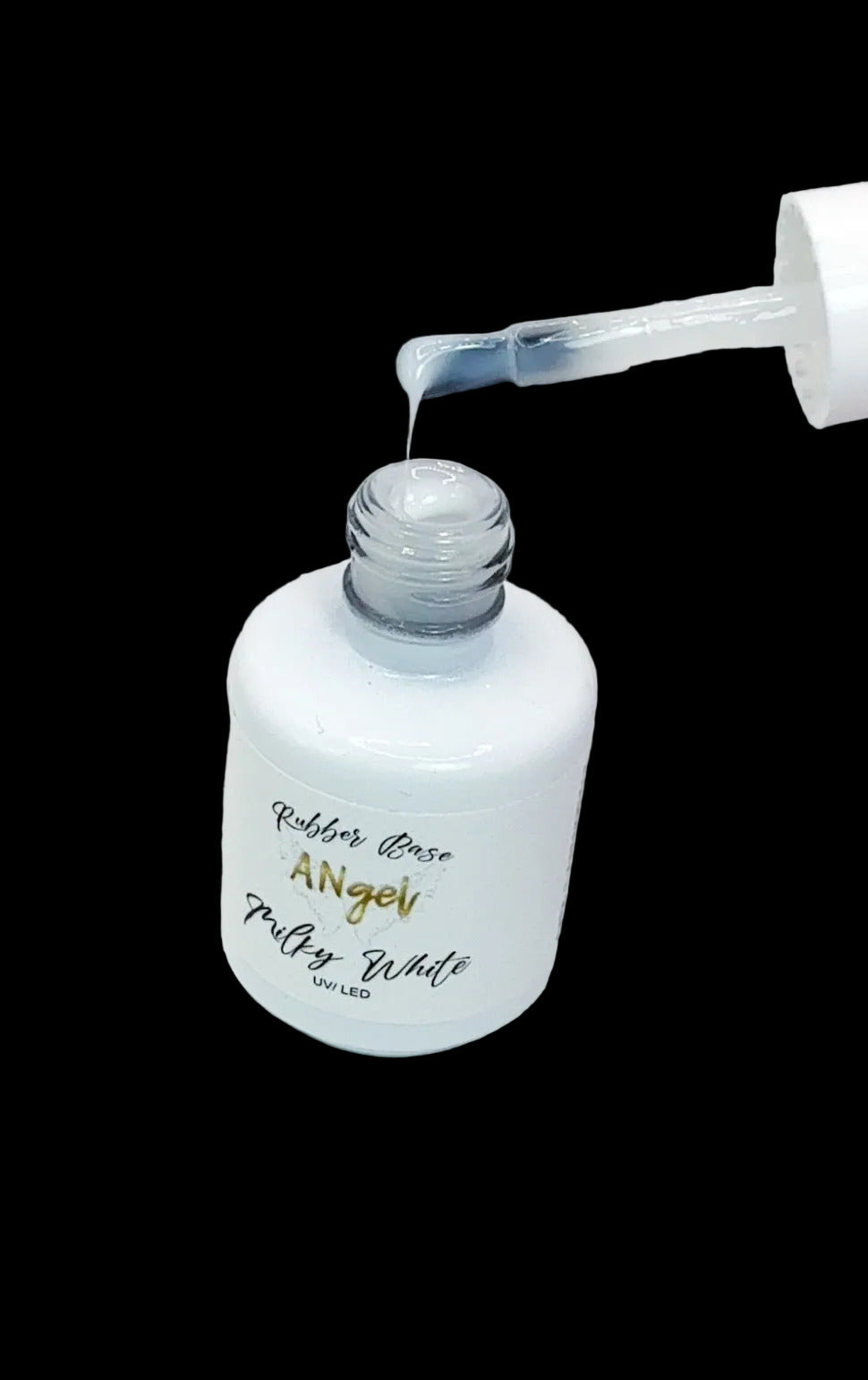 Rubber Base Milky White – cremig-weißes, selbstglättendes UV/LED-Basegel mit Vitamin E, ideal für Babyboomer, Kombitechnik & Problemnägel. TPO-frei & soak-off.