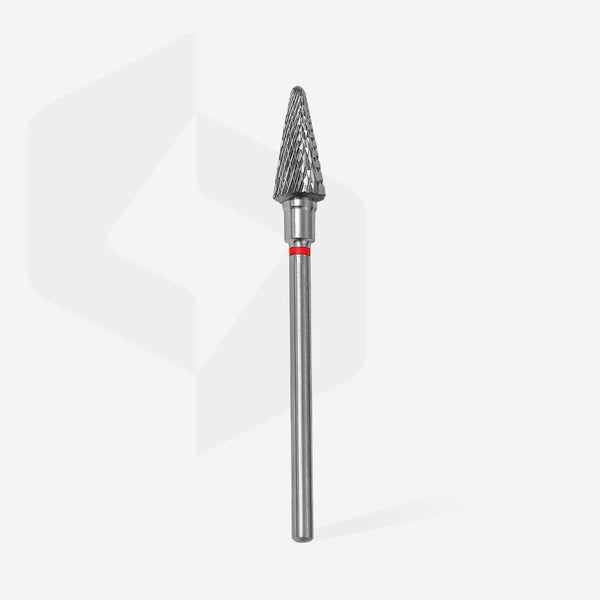 STALEKS Hartmetallfräser Kegel – feine Körnung (rot) Ø6 mm – für Maniküre & Pediküre – professioneller Bit