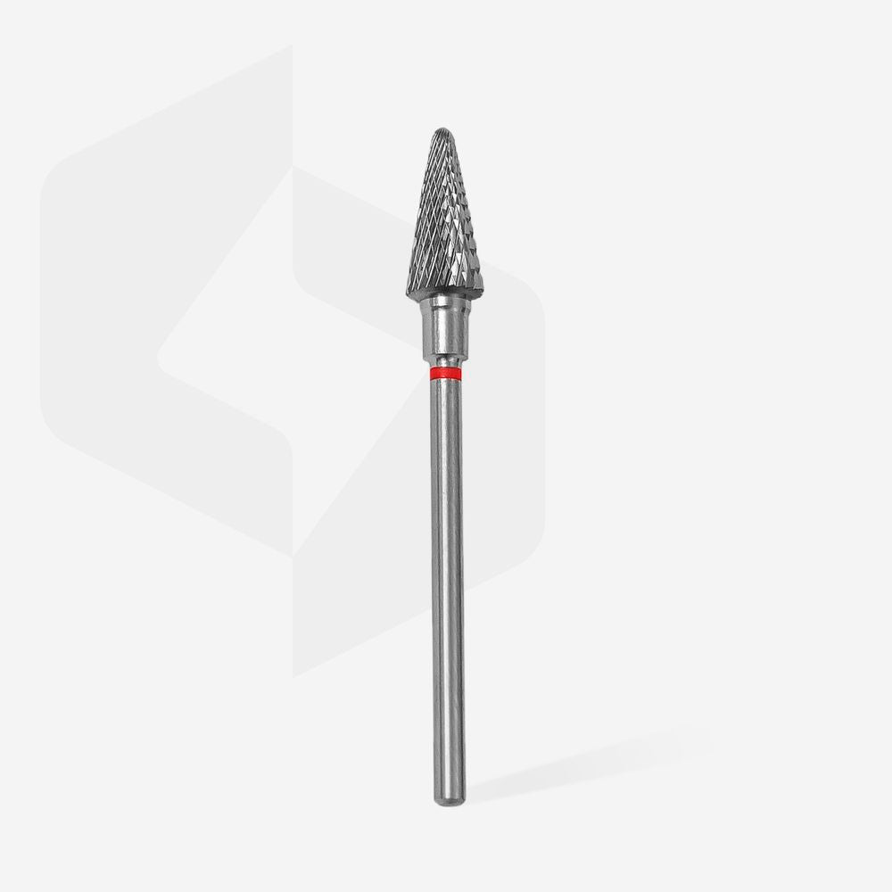 STALEKS Pine Cone Red Hartmetall-Fräser – Modell FT71R06014 – kegelförmig – für Maniküre & Pediküre – 6 mm Durchmesser