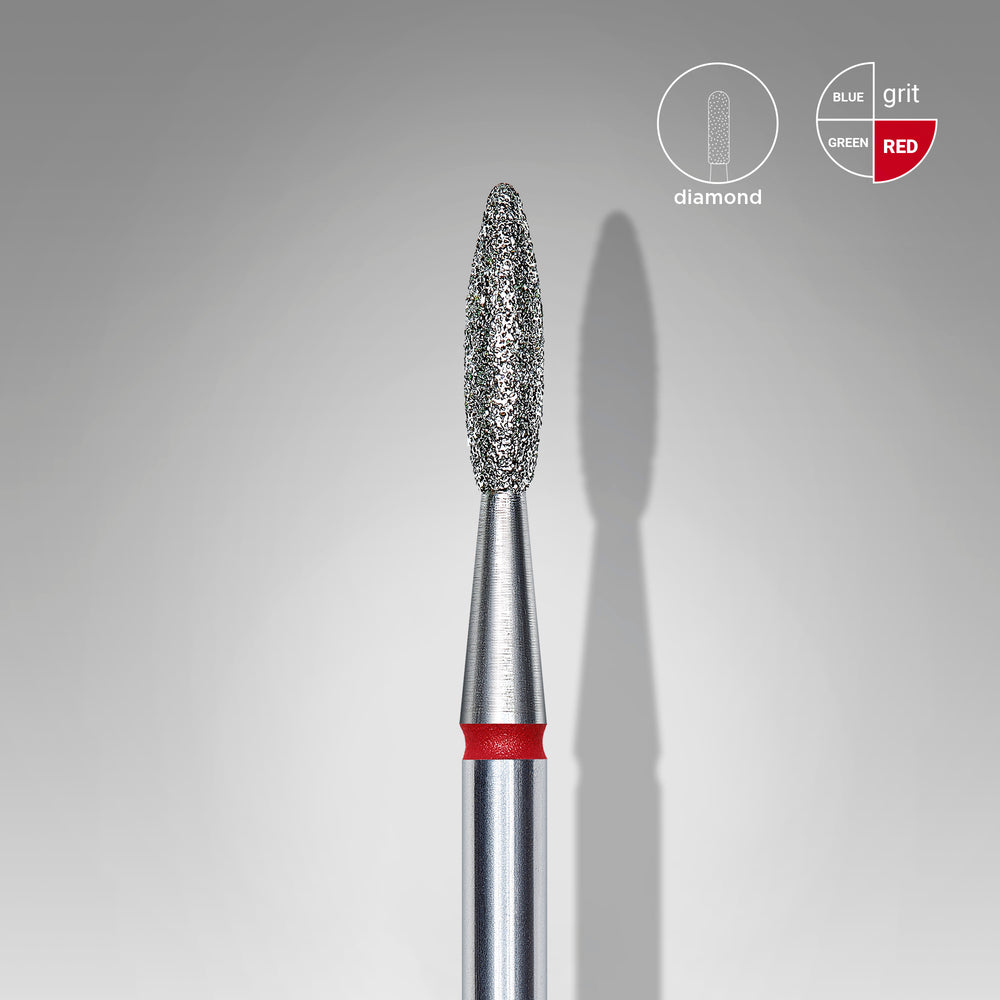 STALEKS Diamant Flame Red Fräser FA10R021/8 – 2,1 mm – für präzise Nagelhautbehandlung & sanfte Feinarbeiten